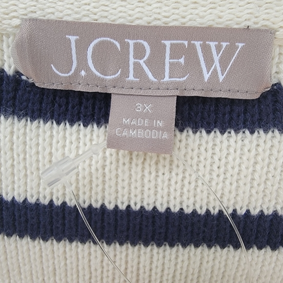 J.Crew Emilie Lady Jacket Cardigan Navy Stripe coastal Cotton 3X Nautical Chic - Picture 10 of 15